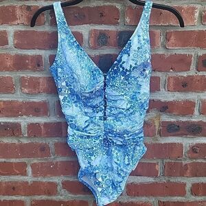 Blue paisley bathing suit